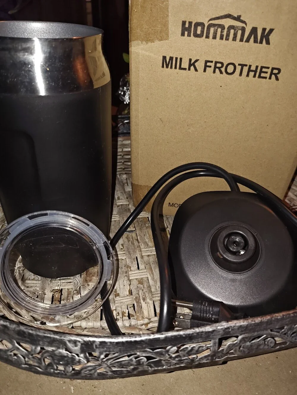 Electric Milk Frother Black with Stainless Trim